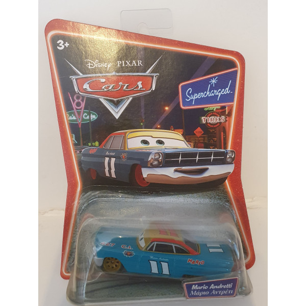 DISNEY PIXAR CARS SUPERCHARGED MARIO ANDRETTI DIE-CAST AUTO
