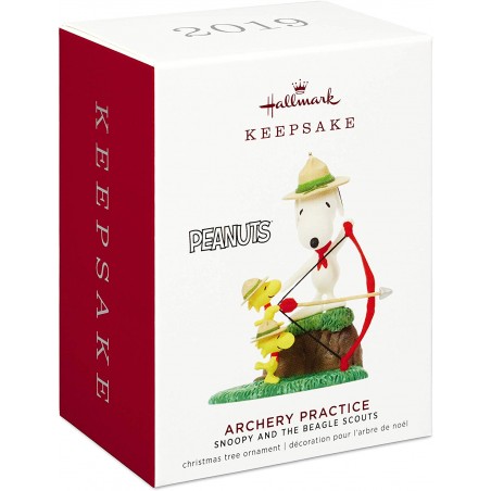 SNOOPY HALLMARK KEEPSAKE PEANUTS BEAGLE SCOUTS PRACTICE, SNOOPY ARCHERY ORNAMENT 2019