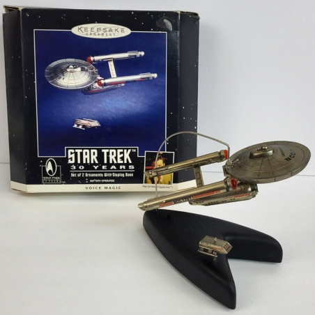 STAR TREK HALLMARK KEEPSAKE 1996 SET OF 2 DIE-CAST METAL ORNAMENTEN MET GELUID